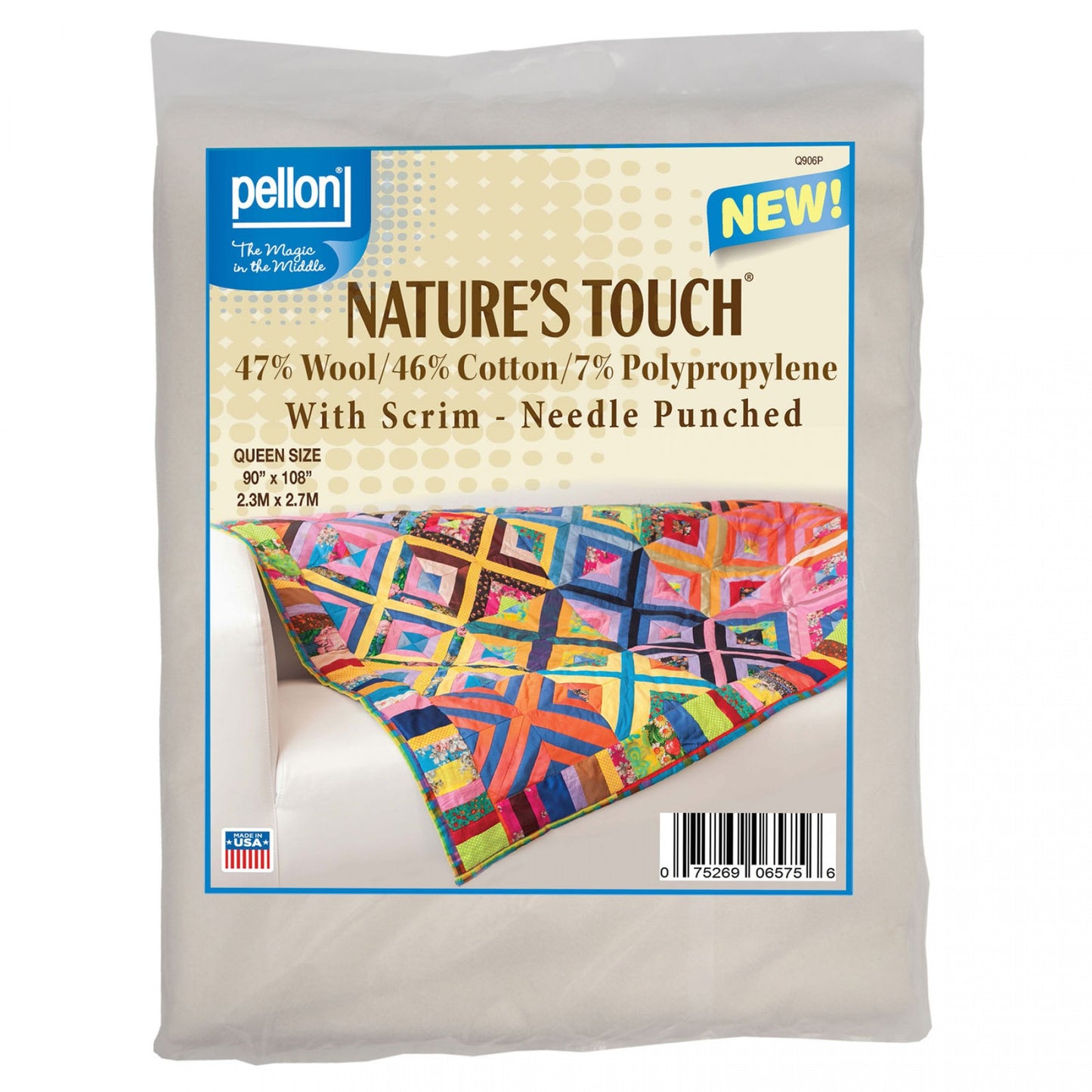 Pellon Nature's Touch 50/50 Wool/Cotton Blend - Queen Size 90" x 108"