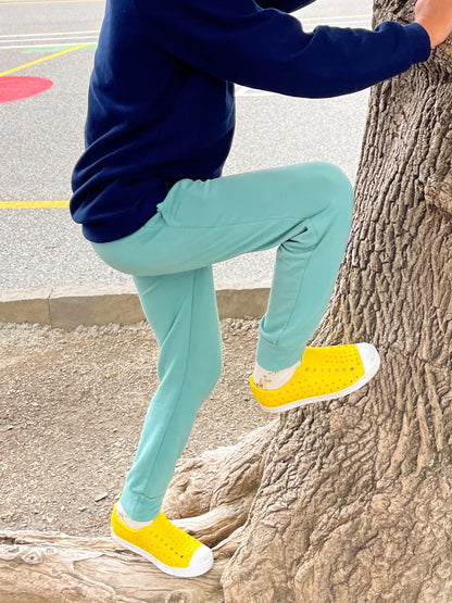 Bamboo Stretch Sweater Fleece Knit - Beryl Green - Deadstock - 350gsm