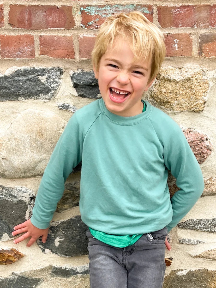 Bamboo Stretch Sweater Fleece Knit - Beryl Green - Deadstock - 350gsm