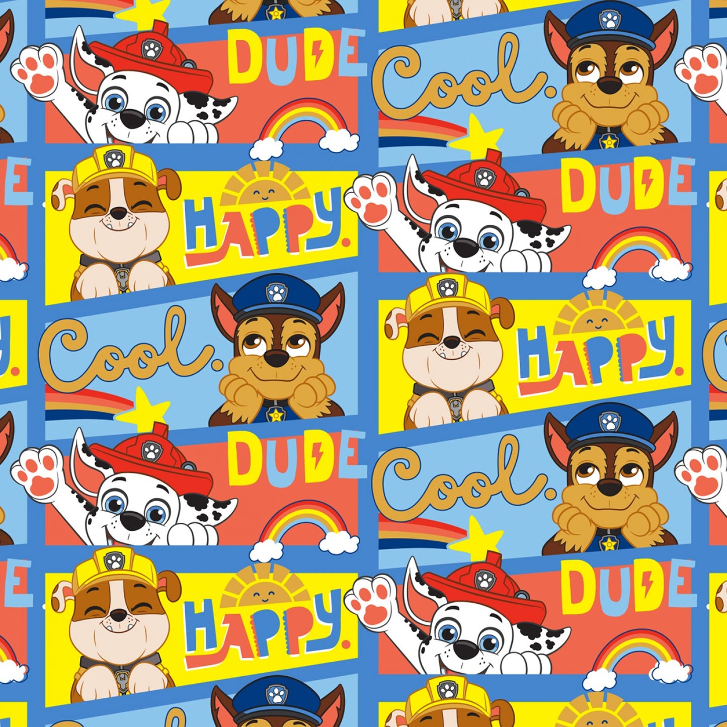 Paw Patrol - Happy Cool Dude Digitally Printed - Cotton Fabric