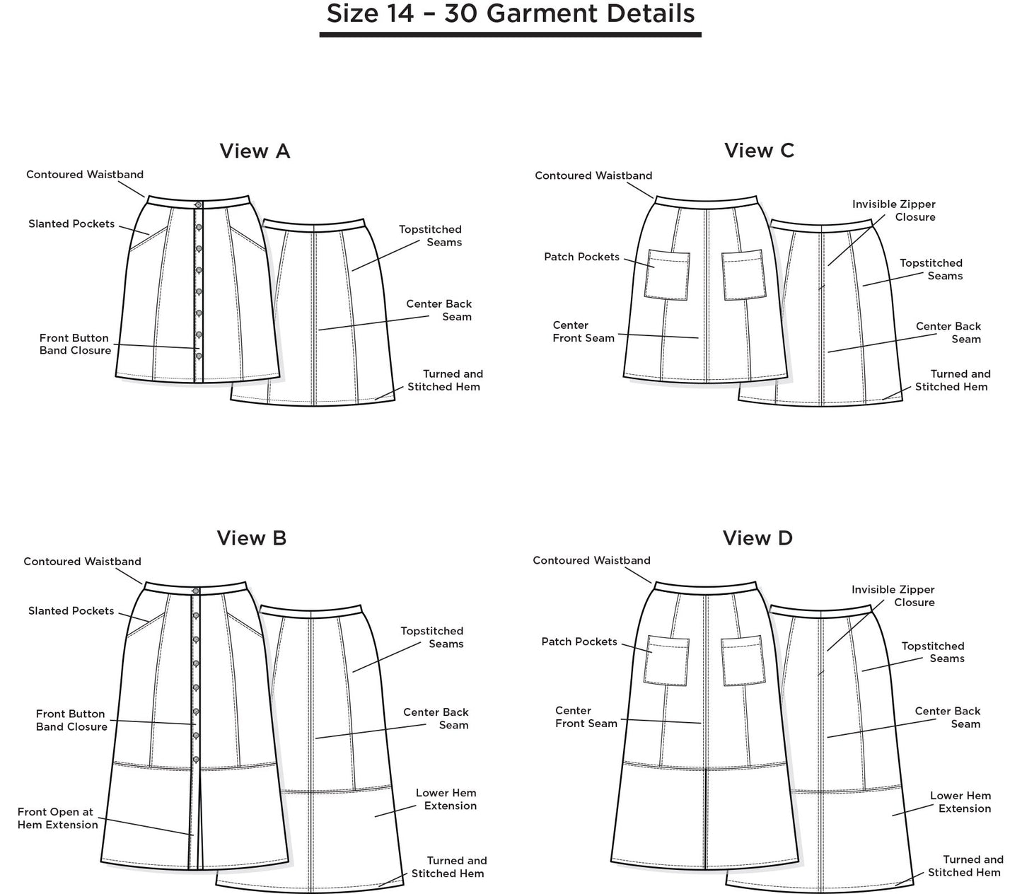 Reed Skirt Sizes 14 - 30 Pattern - Grainline Studio