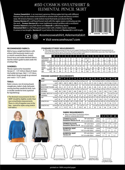 Sew House Seven - Cosmos Sweatshirt & Elemental Skirt - Sewing Pattern