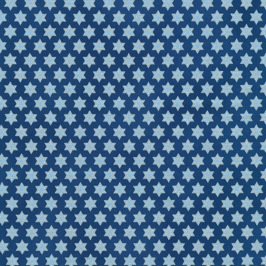 Star of David - Hanukkah - Metallic Blue - Cotton Fabric