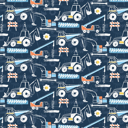 Get Loaded - Trucks - Peacock Blue - Cotton Fabric