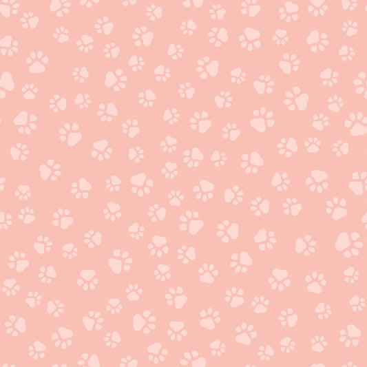 Pawsome - Peach - Cotton Fabric