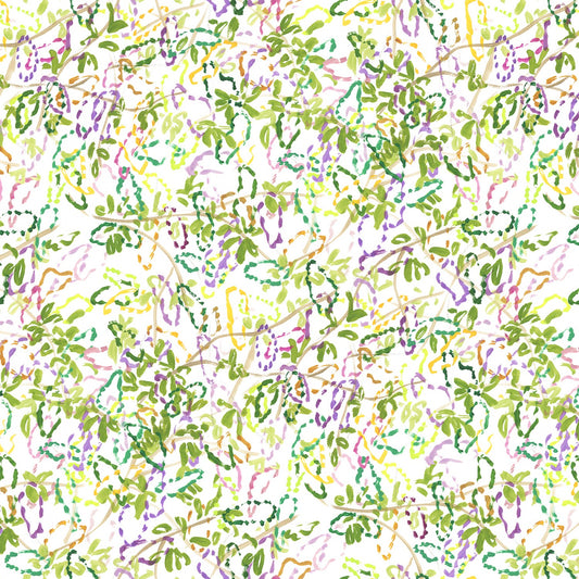 Tree Beads - Mardi Gras -  Digital Print - White
