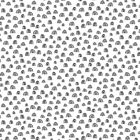 Intermix Wee Gallery Cotton Fabric - Rainbows - Black on White