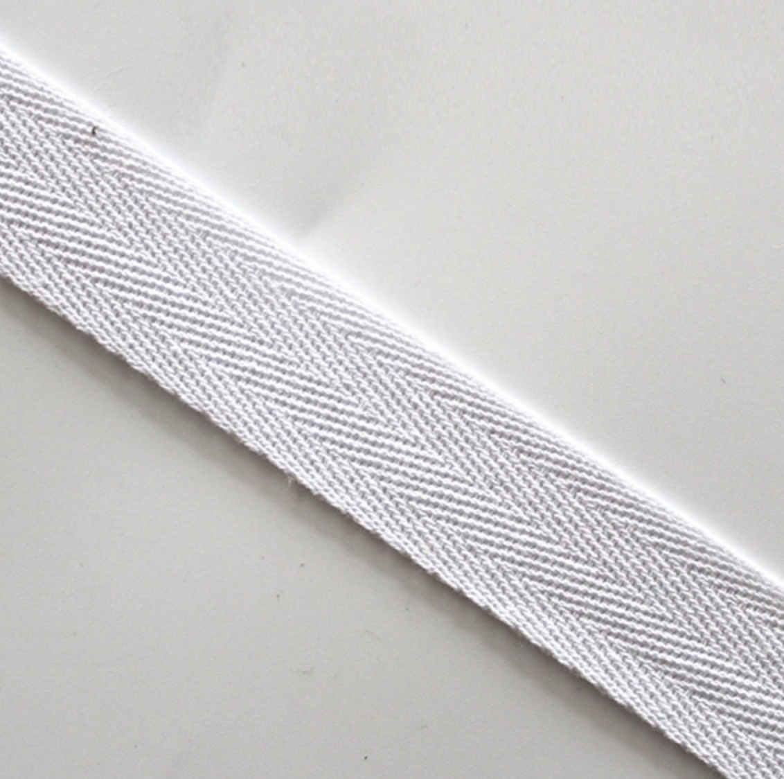 19mm Herringbone Twill Tape 100% Cotton - White - By the Yard