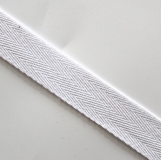 19mm Herringbone Twill Tape 100% Cotton - White