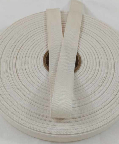 13mm Herringbone Twill Tape 100% Cotton - Natural - By the Yard