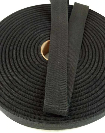 25mm (1 inch) Herringbone Twill Tape 100% Cotton - Black