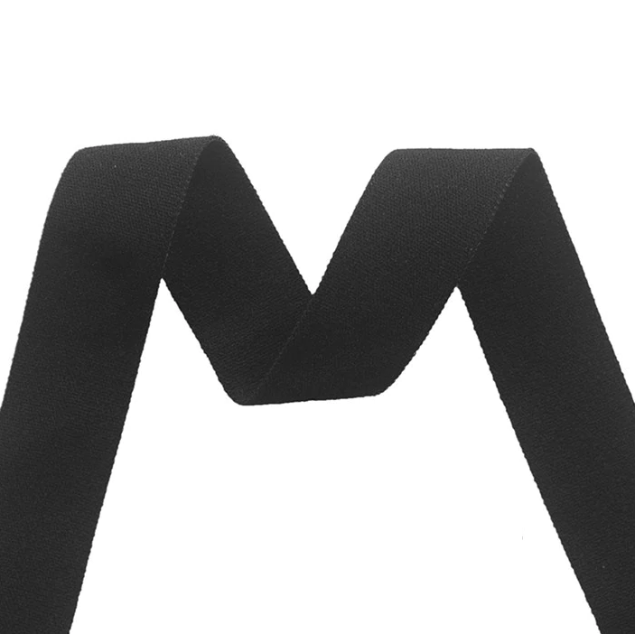 20mm (3/4") Matte Fold Over Elastic FOE - Black
