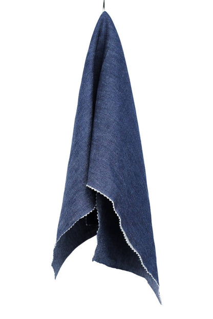 Light Weight Hemp Organic Cotton Denim Fabric - Indigo Dyed Medium Dark Blue