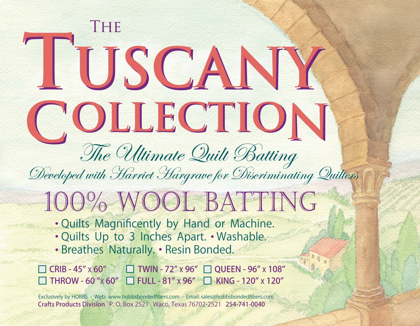 Tuscany 100% Washable Wool Batting - Crib 45in X 60in