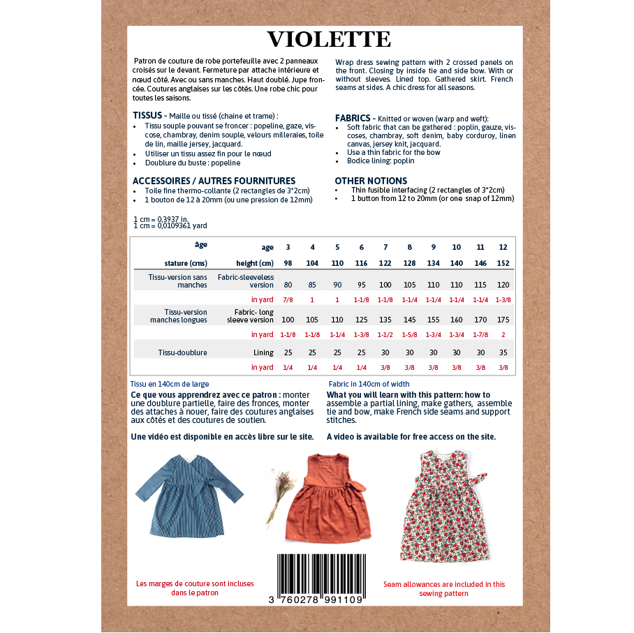 Ikatee - VIOLETTE dress - Kids 3/12Y - Paper Sewing Pattern