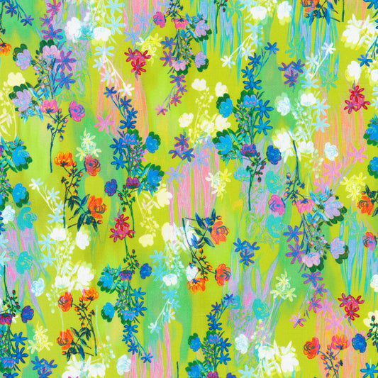 Brightside - Lime Floral - Digital Print - Cotton Fabric