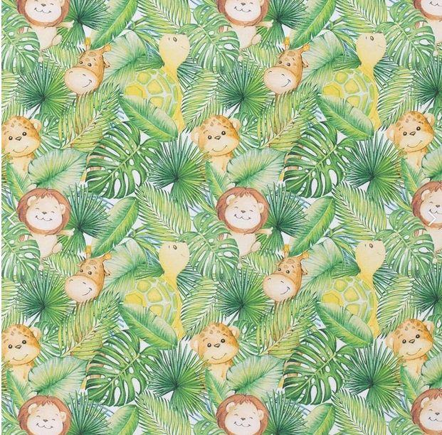 Baby Jungle Animals - Digital Print -  GOTS Certified Organic Cotton Jersey Knit