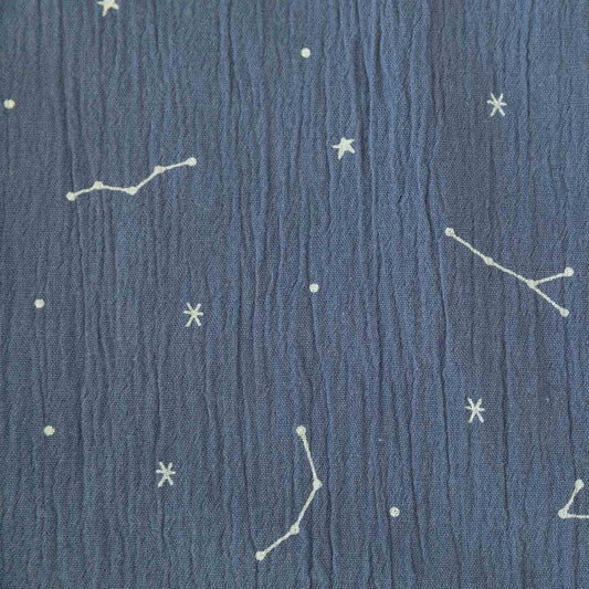 Stars - Blue - Bambula / Cotton Crepe / Crinkle Cotton