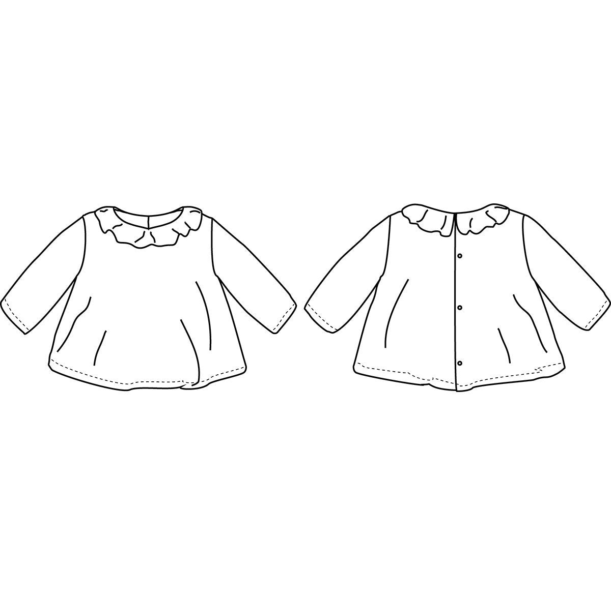 Ikatee - ELECTRE frilled collar Blouse - Baby 1M-4Y - Paper Sewing Pattern