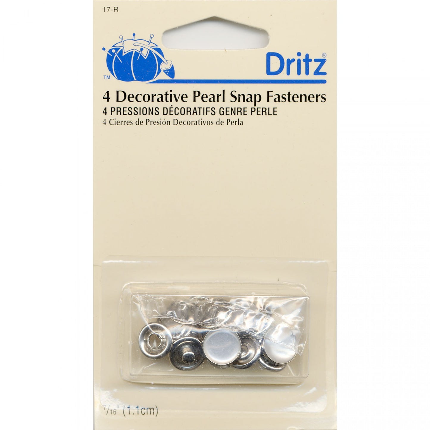 Dritz Decorative Pearl Snap Fastener sz 16, White - 4 pack
