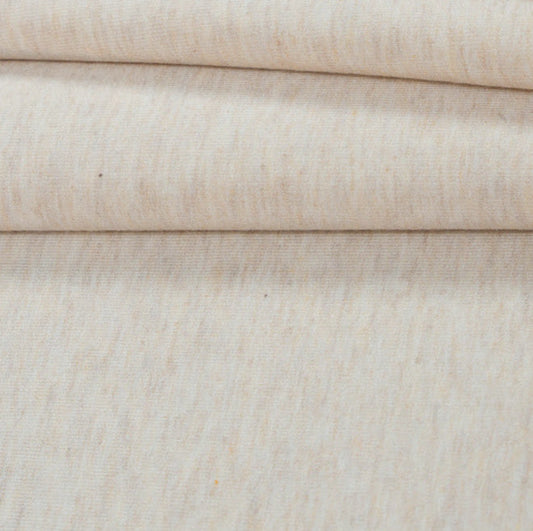 Bamboo/Cotton Stretch Jersey Knit Fabric - Heathered Almond - Natural