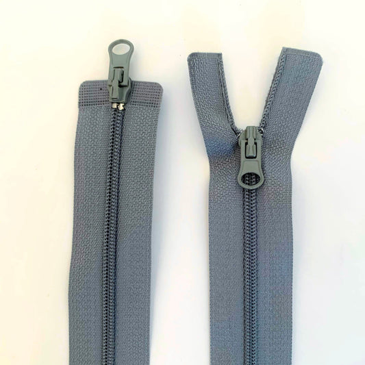 Two Way Separating Zipper - Light Weight #3 Nylon Coil 76cm (30") - Grey