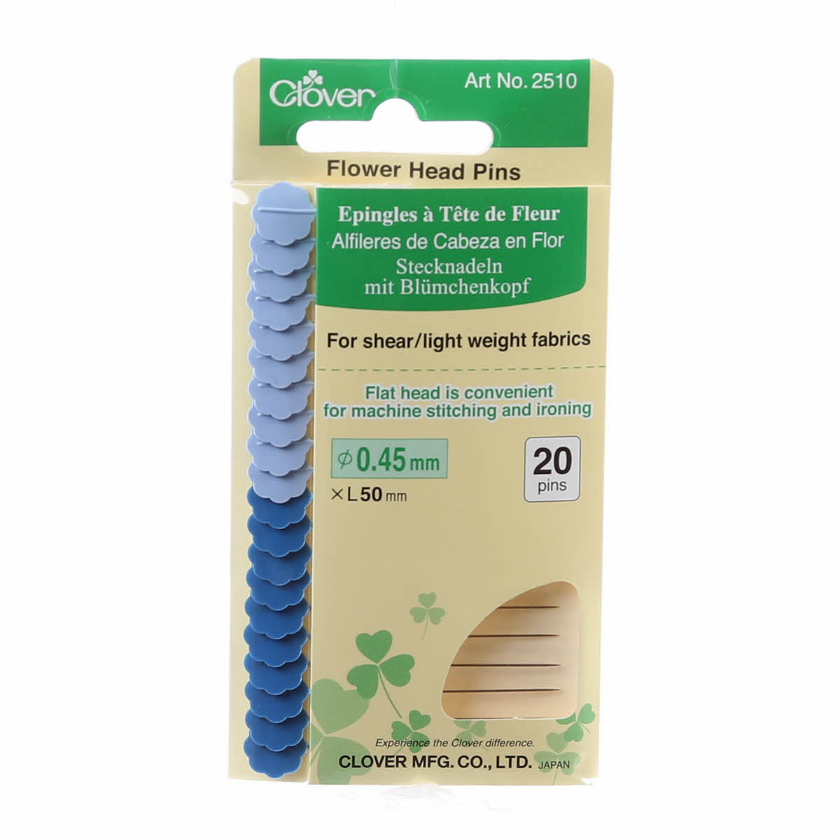 Clover - Flower Head Fine Pin Size 32 - 50mm  (2″) - 2 Colours - 20 Count