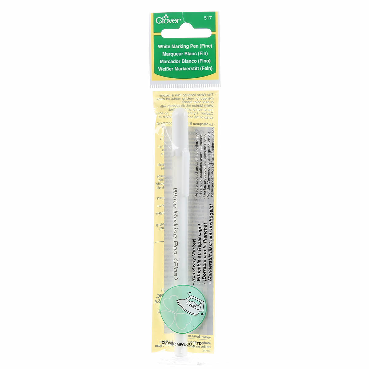 CLOVER 517 - Water Soluble or Iron Off Marking Pen - White