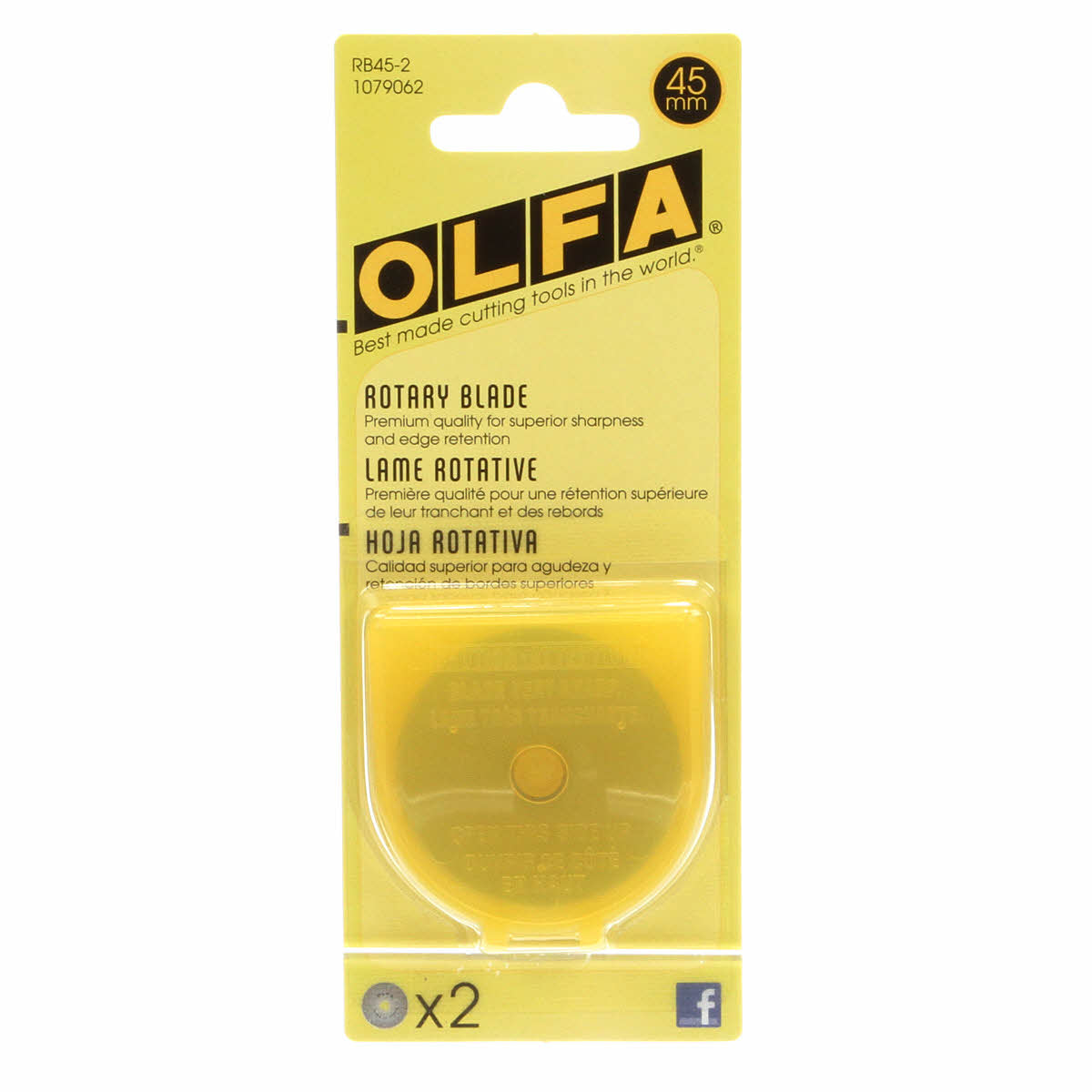 Olfa - 45mm Tungsten Tool Steel Rotary Blades - 2 pack
