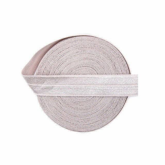 15mm (5/8") Fold Over Elastic FOE - Grey Pink - By The Yard