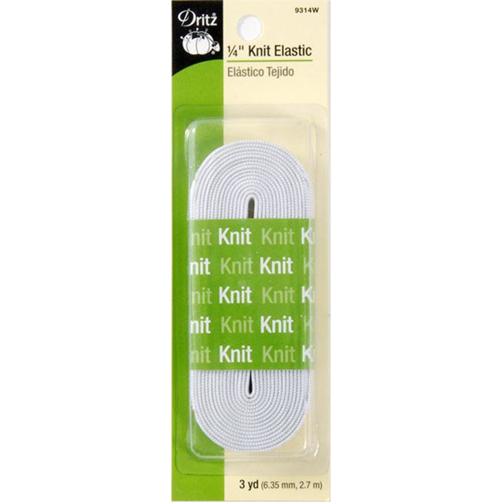 Dritz 6 mm (1/4") Knit Elastic - White - 3yd