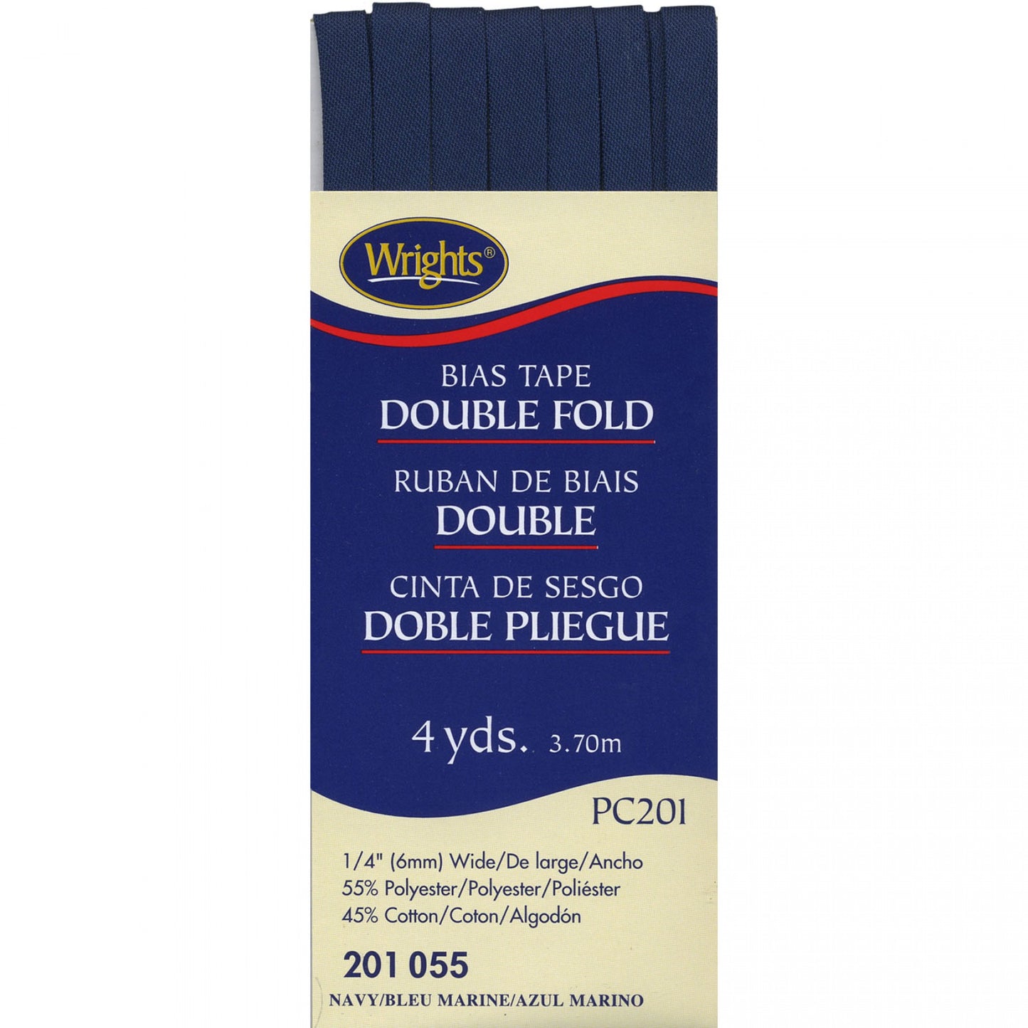 Wrights Bias Tape Double Fold 6mm x 3.7M Navy 055