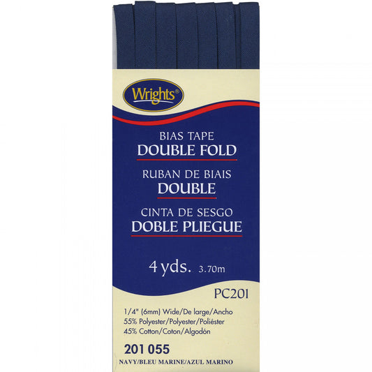 Wrights Bias Tape Double Fold 6mm x 3.7M Navy 055